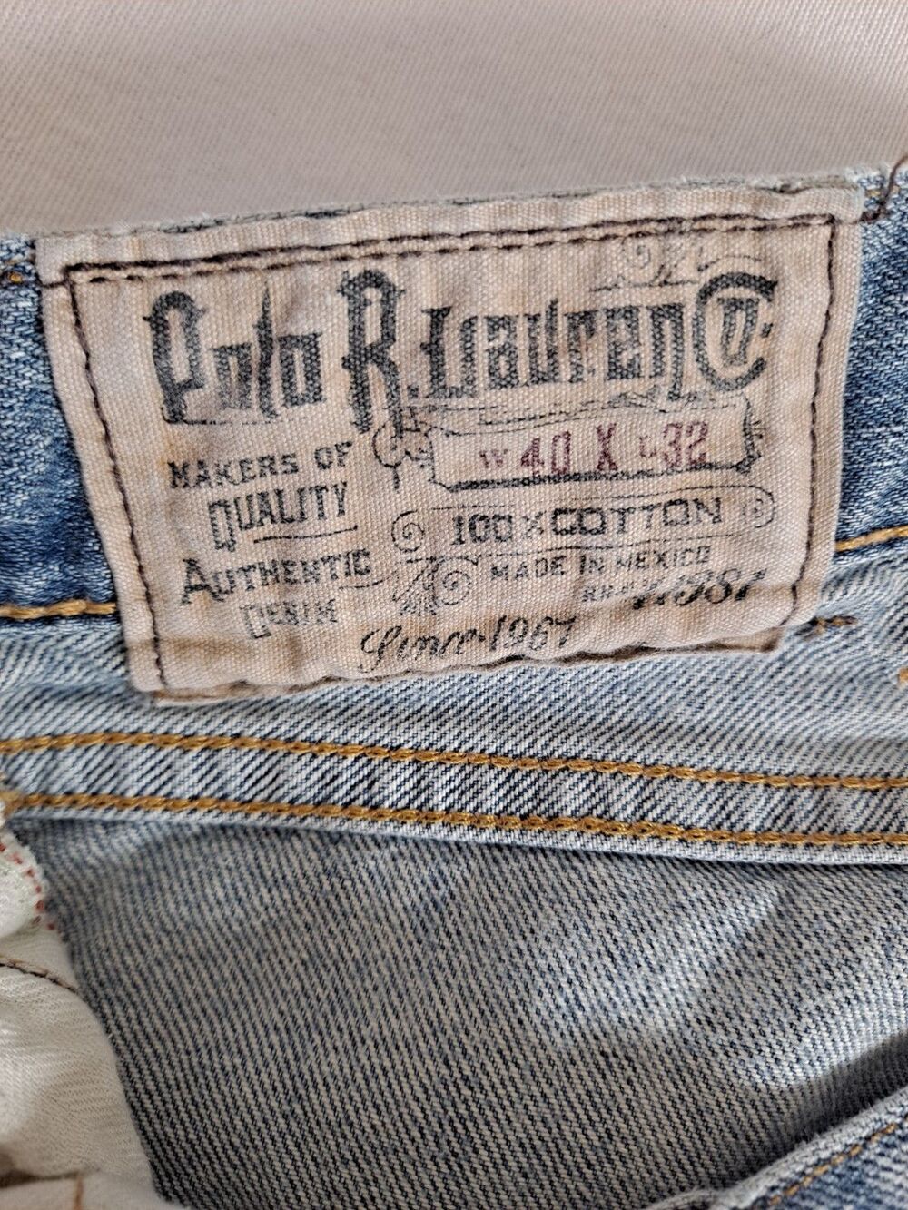 Polo Ralph Lauren Men's Jeans Size 40 x 32 Distressed Straight 100% Cotton - Picture 6 of 14